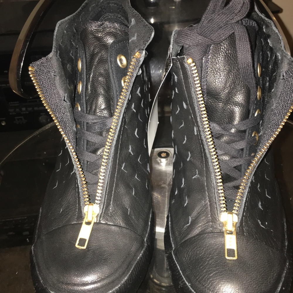 Converse Jet Black Zip Up Wedge Sneakers